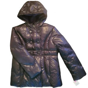 CHEROKEE black hooded water resistant puffer jacket winter coat Girls L 10/12